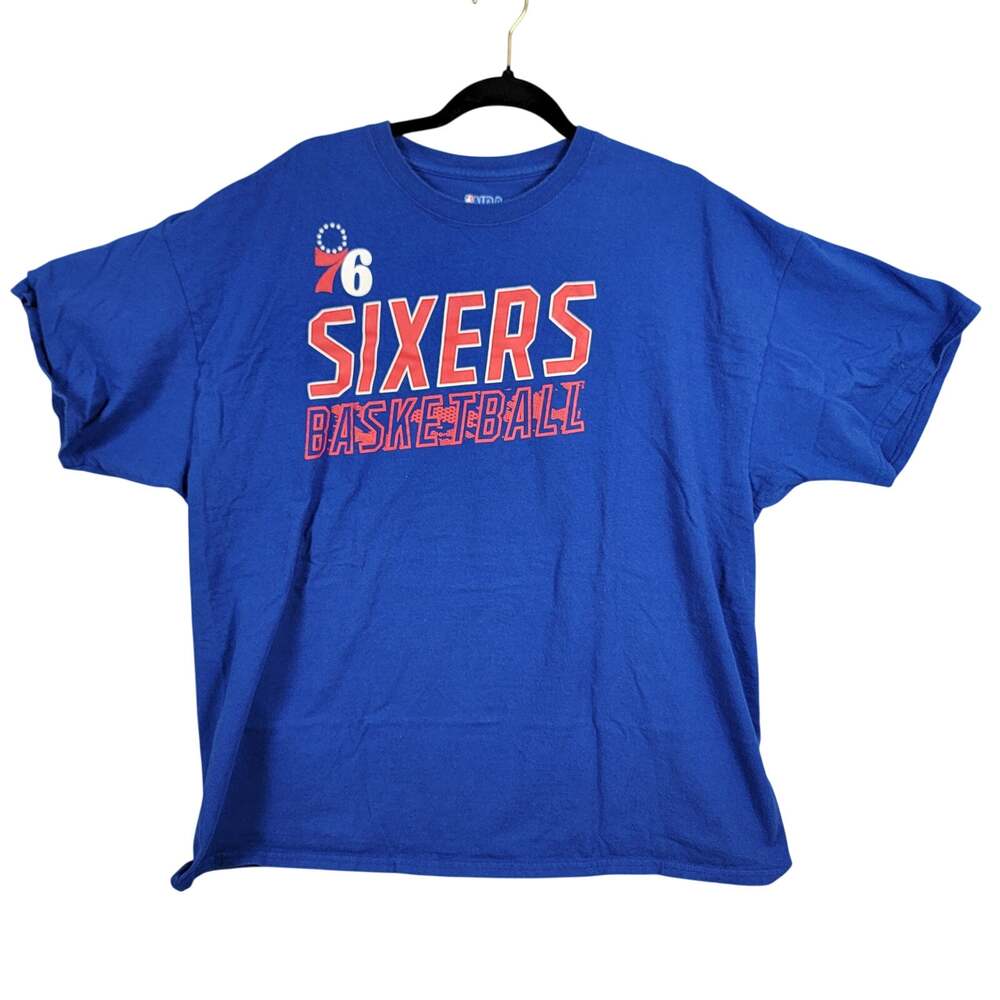 Philadelphia 76ers NBA Graphic Tee Mens 2XL Blue Short Sleeve